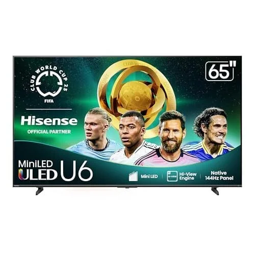 65" Hisense U6 Series 4K Mini-LED QLED Smart TV (2025 Model)