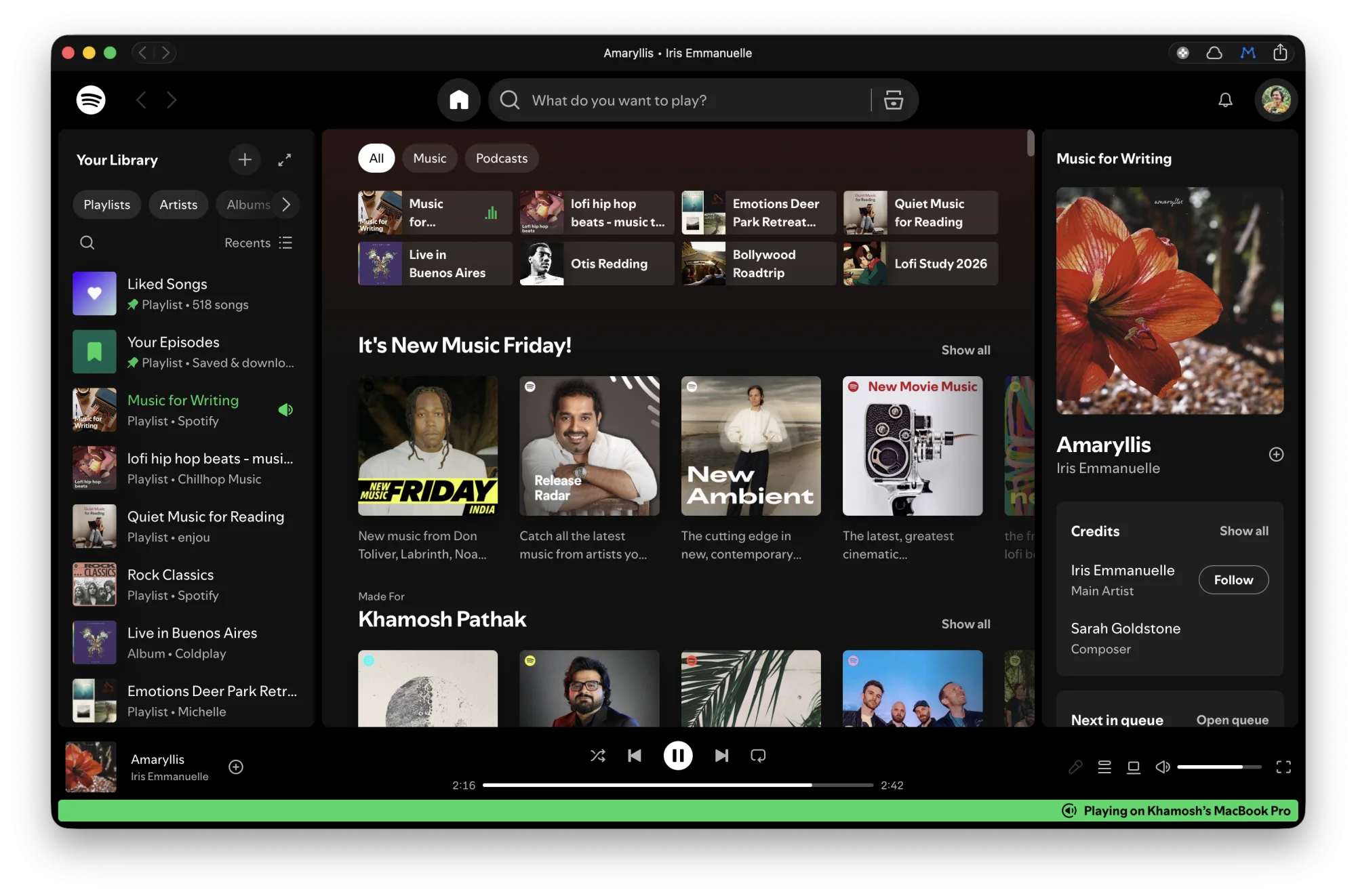 Spotify website running as a Safari app