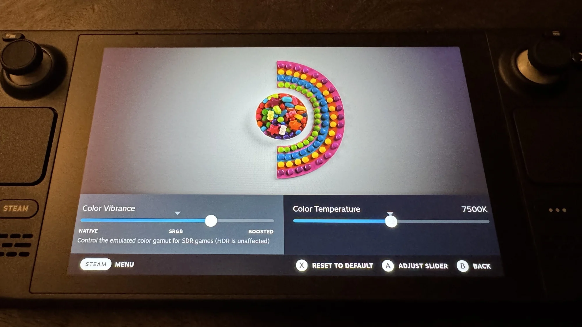 Color vibrance controls on Steam Deck