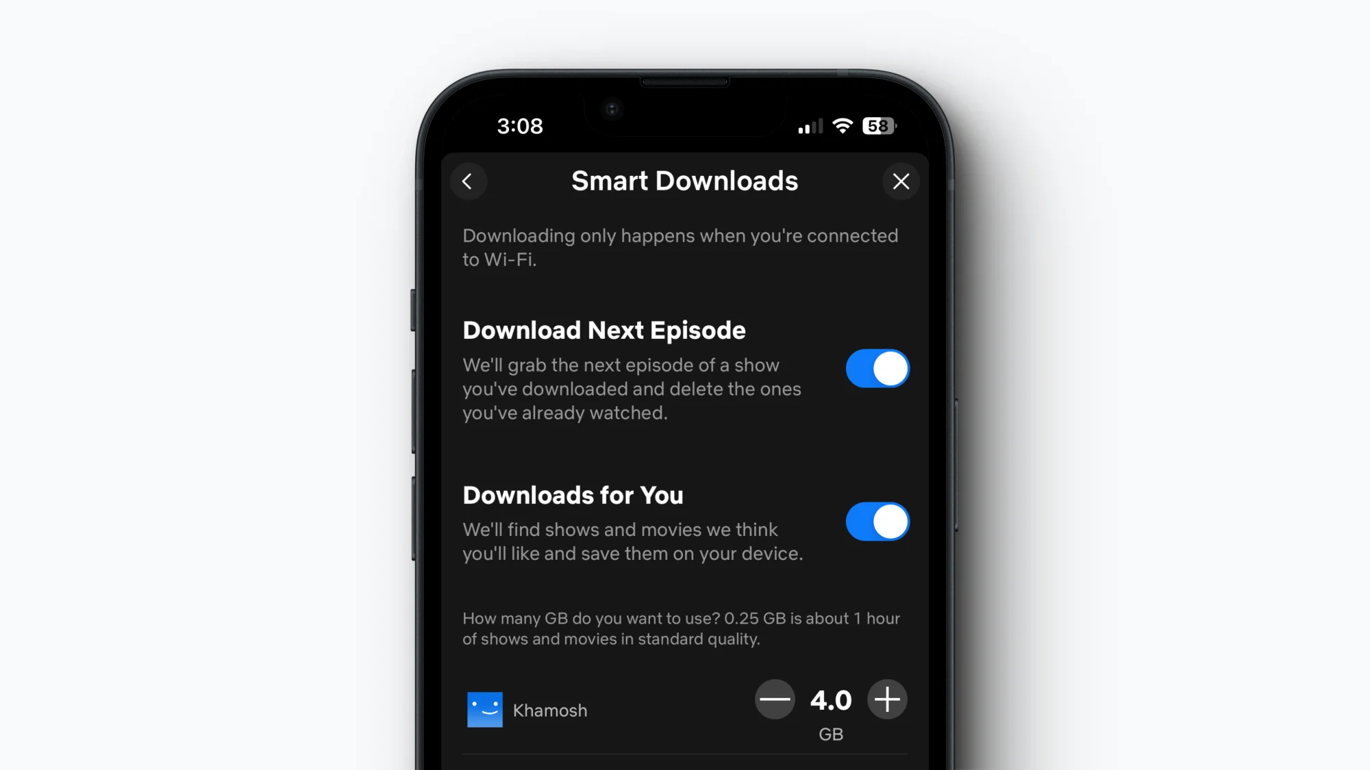 Smart downloads in Netflix app.