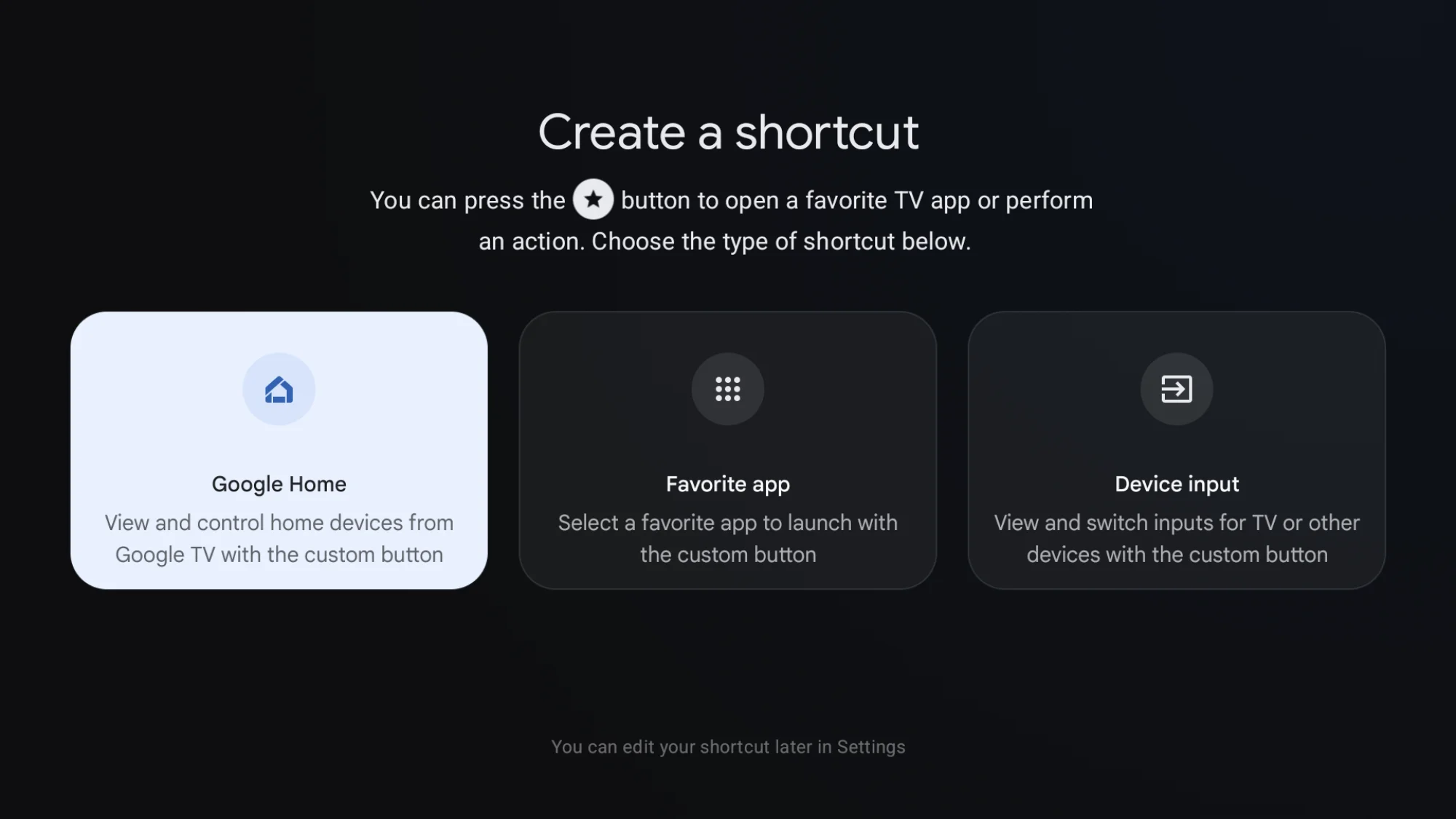 a screenshot showing the three options available