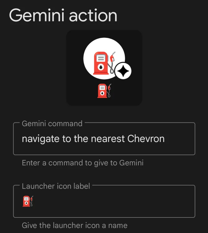 A screenshot showing where to write the command for the custom assistant shortcut