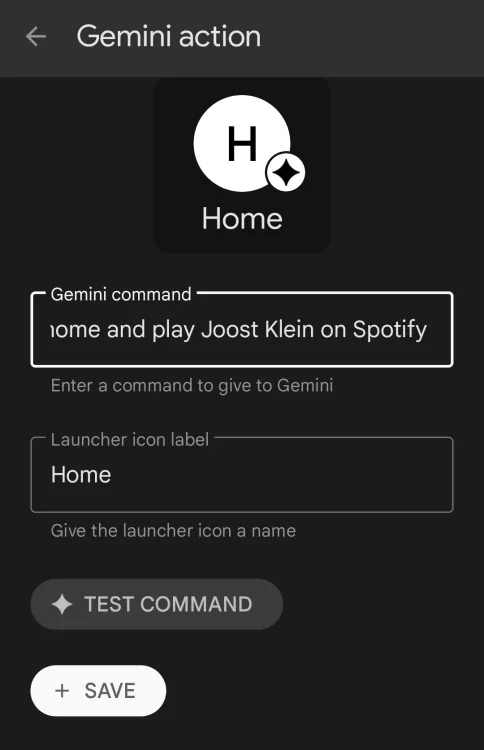 A screenshot showing what the shortcut looks like before it's programmed