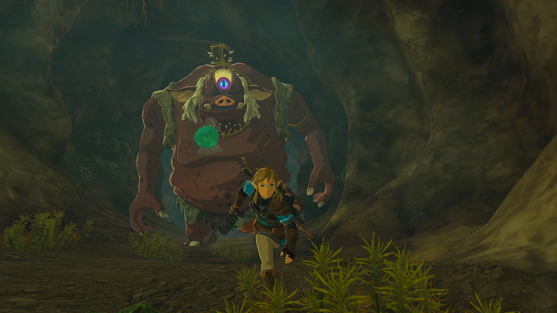 Link running away from a monster