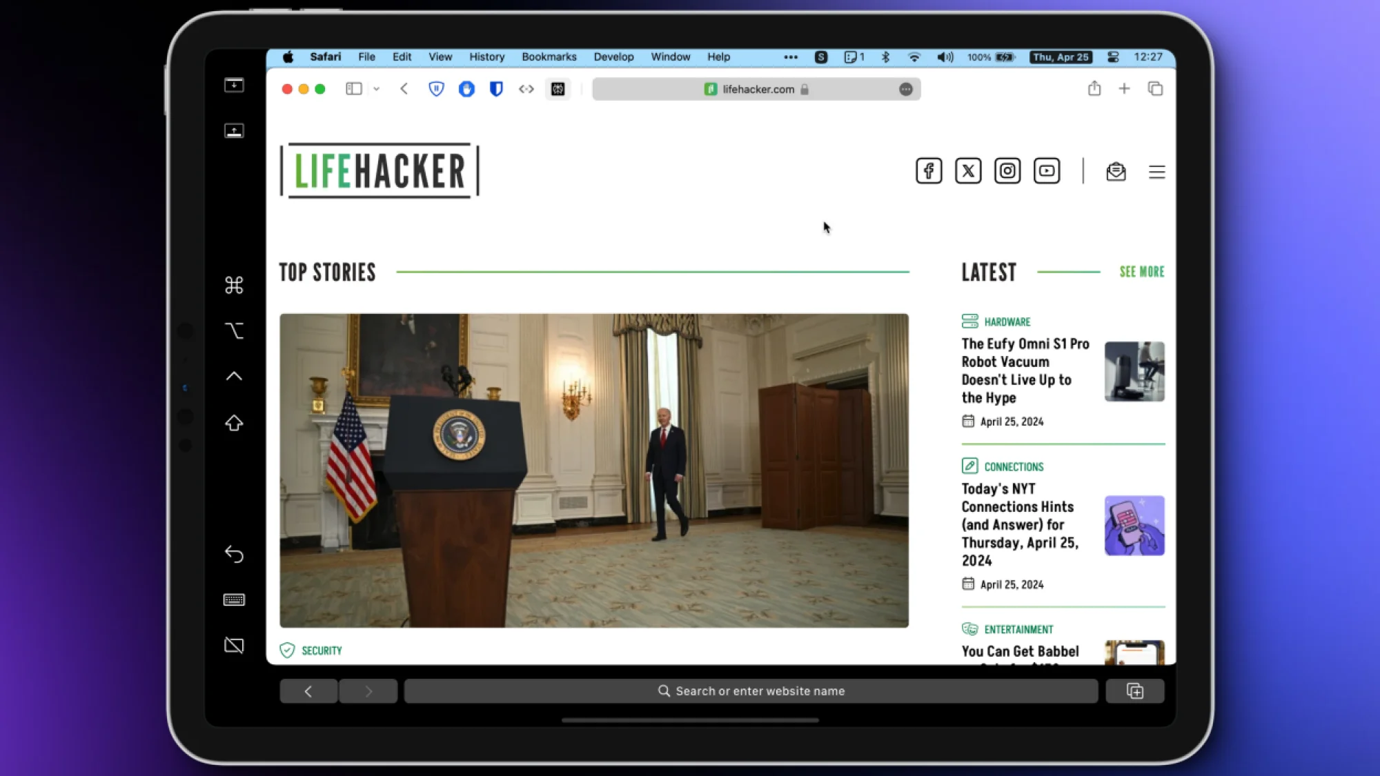 Using the iPad as a second screen for Mac.