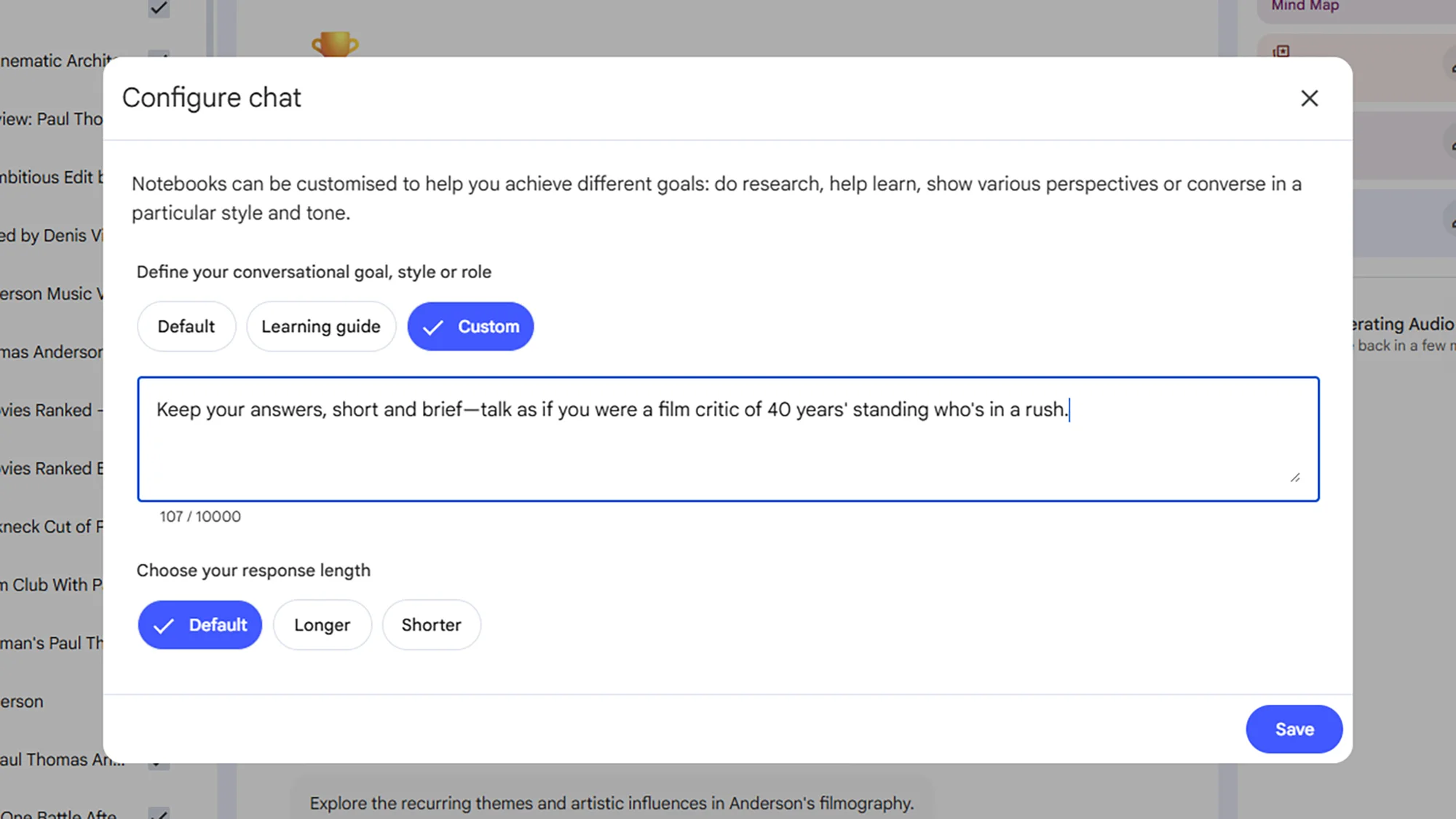 NotebookLM custom chat