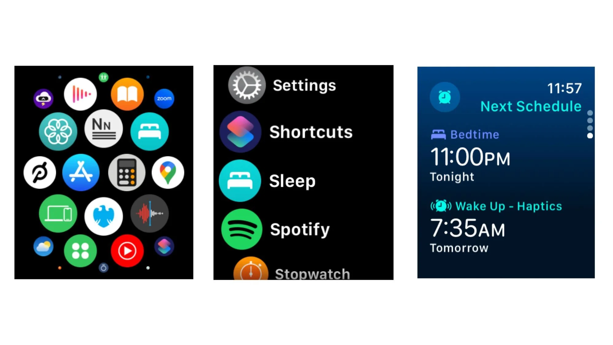 Finding the Sleep app on Apple Watch