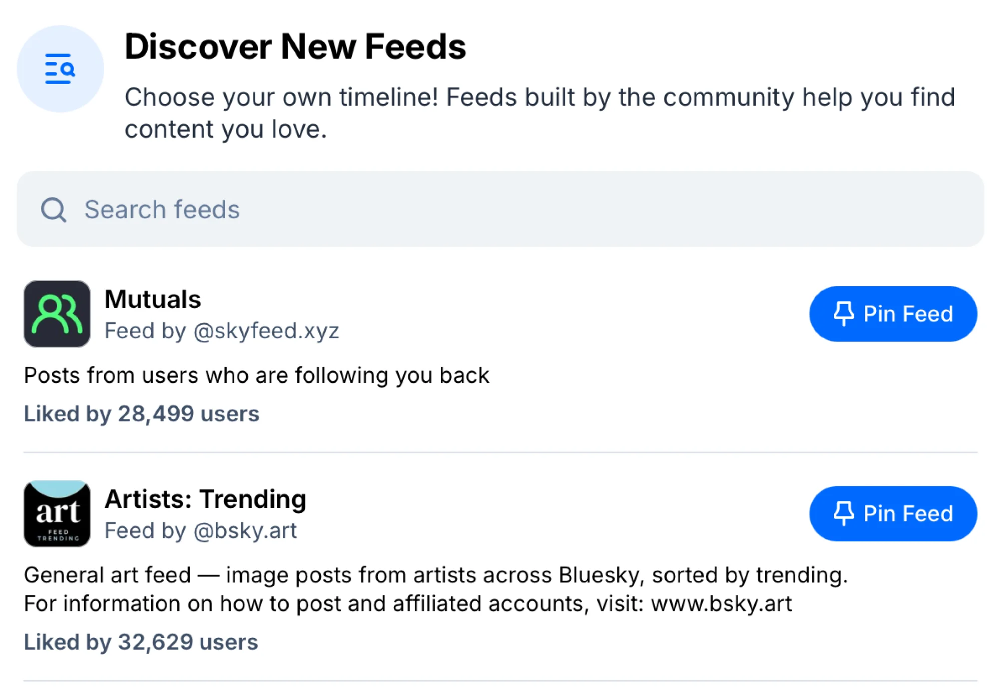 Discover and Pin Feeds in Bluesky