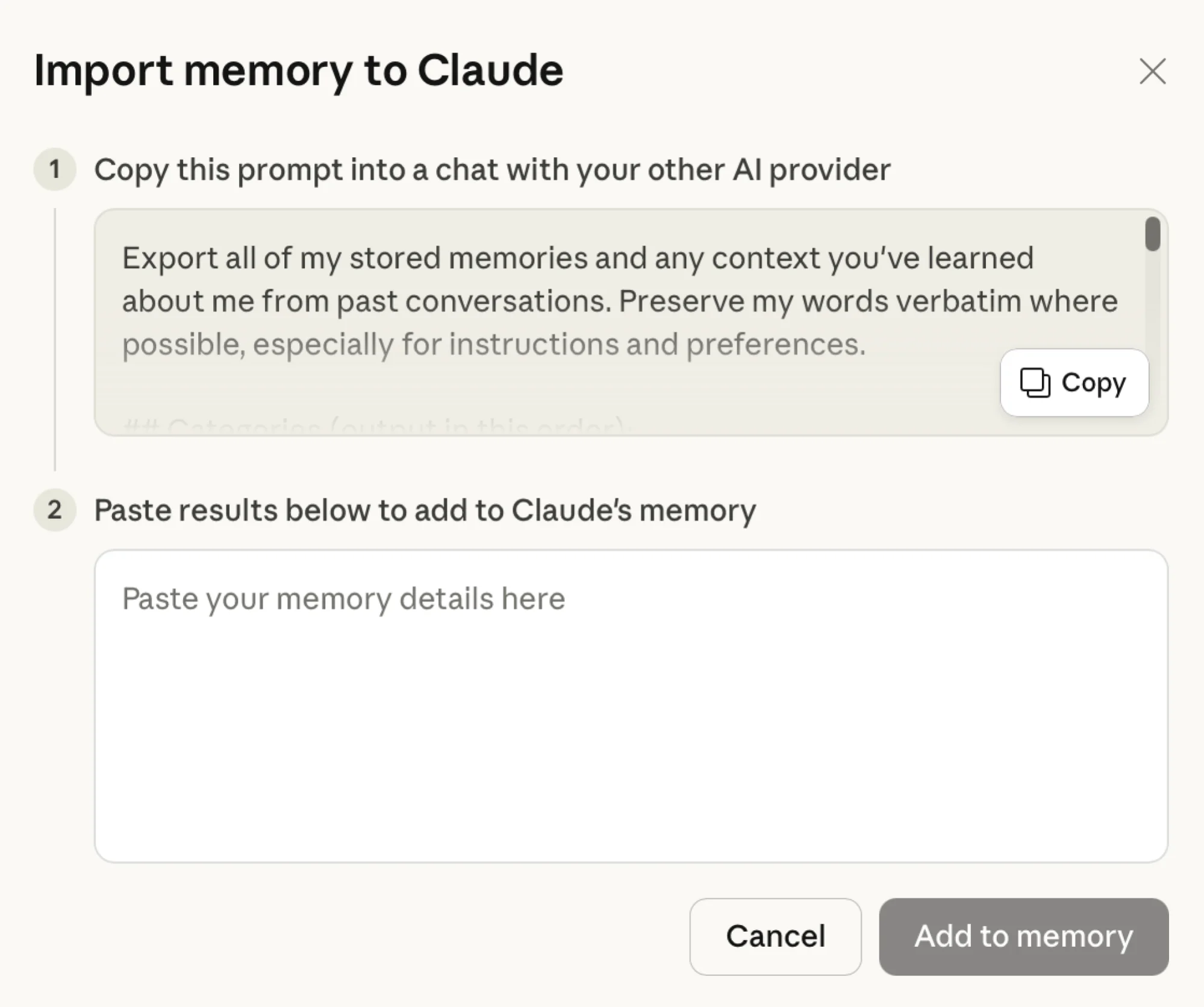 Import from other AI tools