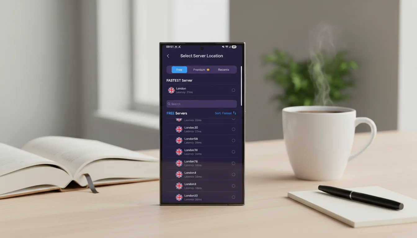 VPN Super Unlimited Proxy on phone showing server locations