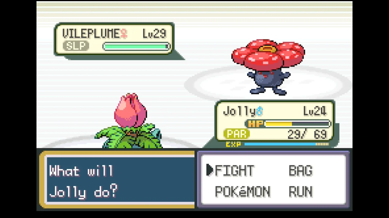 Ivysaur fighting a Vileplume